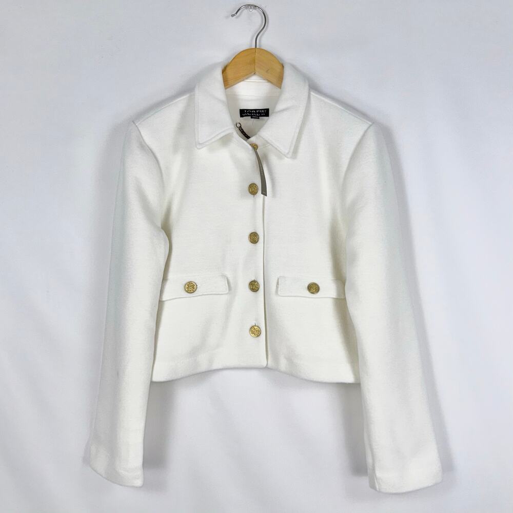 J Crew Women's Smooth Cropped Lady Jacket Medium Ivory Timeless
